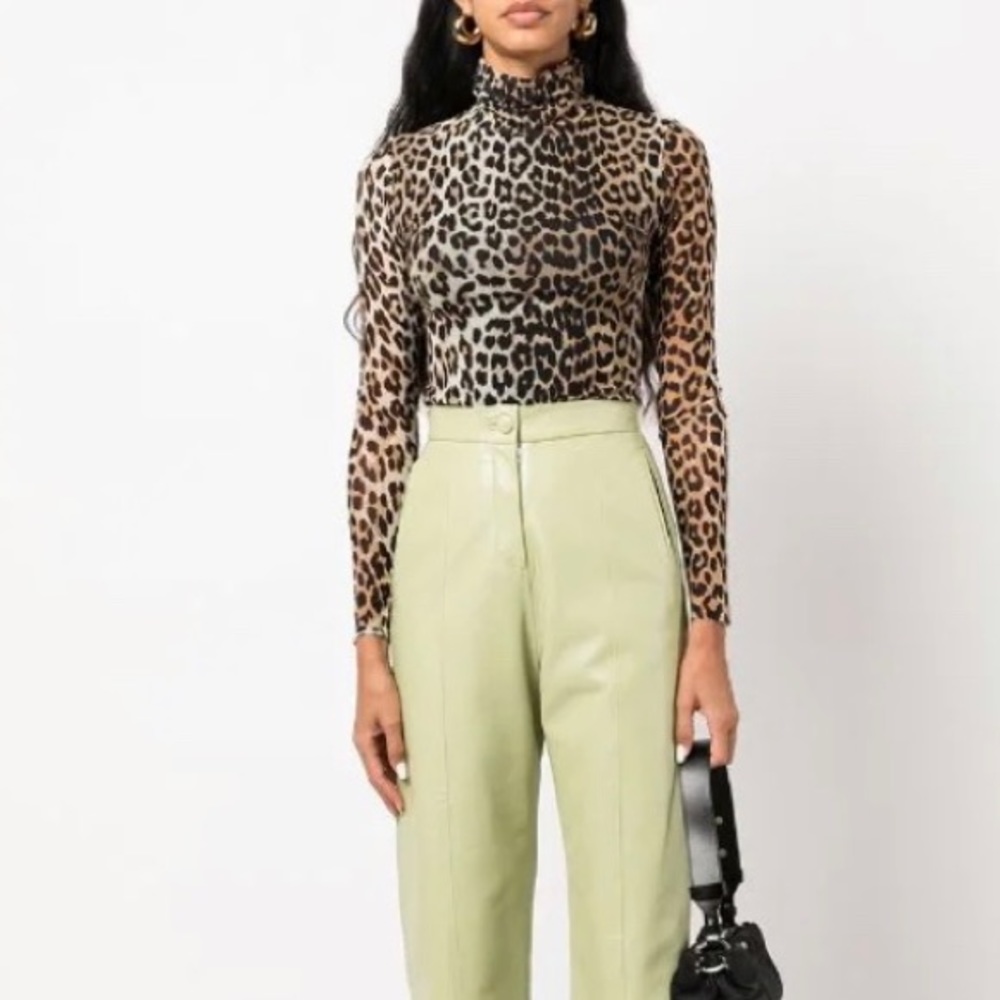 GANNI leopard-print long-sleeve top